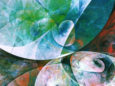 yeşil Soyut Fraktal arka plan 3d render illüstrasyon