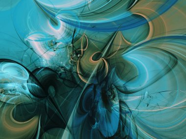 mavi soyut fraktal arkaplan 3d oluşturma