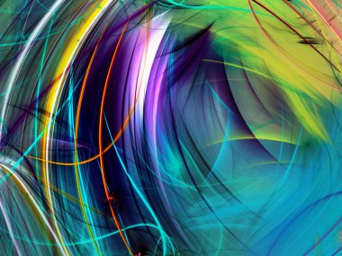 mavi soyut fraktal arkaplan 3d oluşturma