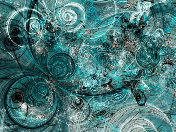 Blauer Abstrakter Fraktaler Hintergrund Rendering — Stockfoto