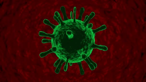 Looping Full Βίντεο Ενός Περιστρεφόμενου Coronavirus Covid Κοντινό Πλάνο Κόκκινο — Αρχείο Βίντεο