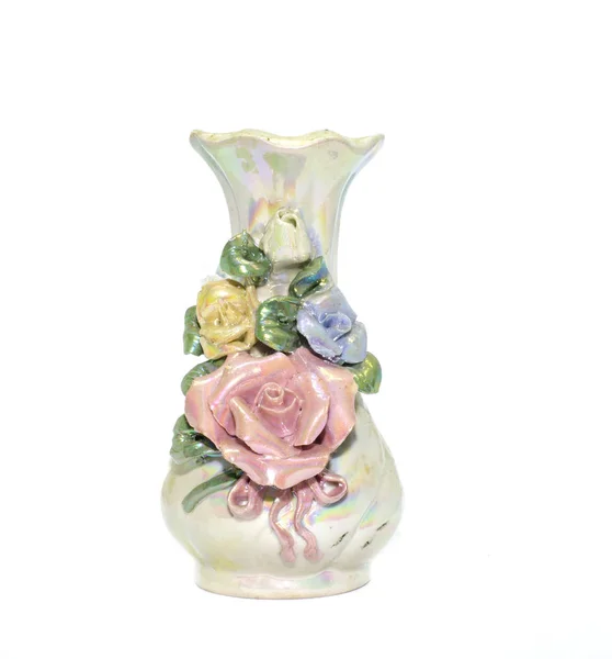 Klasyczny wazon ceramiczny ozdobiony kwiat — Zdjęcie stockowe