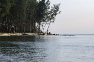 Güzel tropikal plaj, kumlu plaj arka plan isabet dalga yumuşak