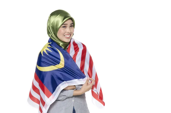 Joven civil malayo con cara feliz celebrando el día independiente . —  Fotos de Stock