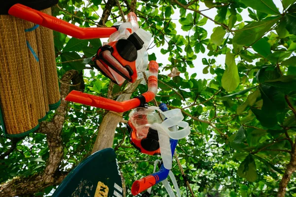 Alquiler Gafas Snorkel Playa Durante Las Vacaciones Verano Isla Pangkor — Foto de Stock