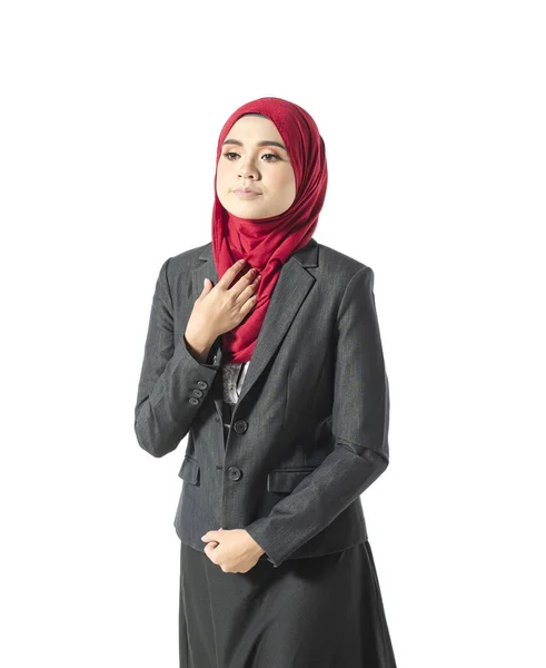 Student Business Concept Jonge Vrouw Met Hijab Pak Staande Witte — Stockfoto