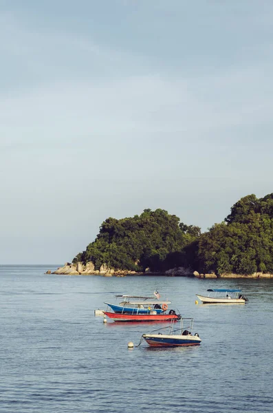 Gruppe Von Speedbooten Für Inselhoffnungsaktivitäten Die Auf Der Pangkor Insel — Stockfoto