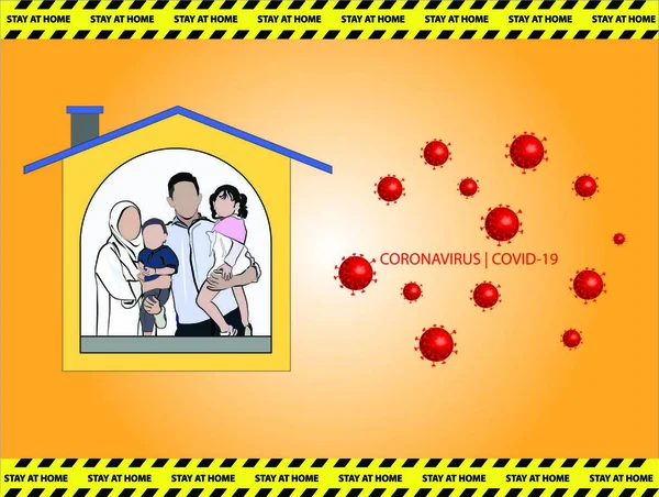 Conceito Família Campanha Bloqueio Cidade Devido Crise Coronavírus —  Vetores de Stock