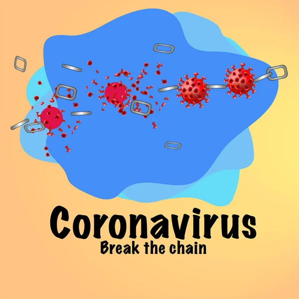 Kilitlen Evde Kal Coronavirus Salgınının Zincirlerini Kırmak Için Sosyal Mesafeyi — Stok Vektör