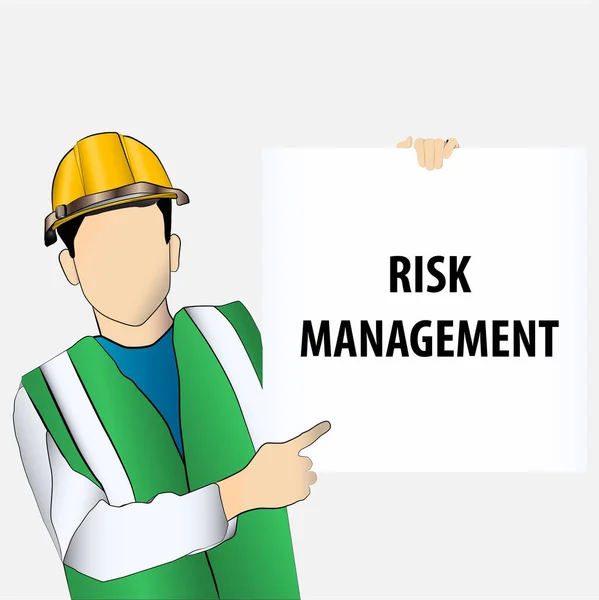 Conceito Negócio Marketing Trabalhador Segurando Cartão Branco Com Palavra Risk — Vetor de Stock