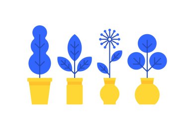 Ev flants düz Stil simge seti