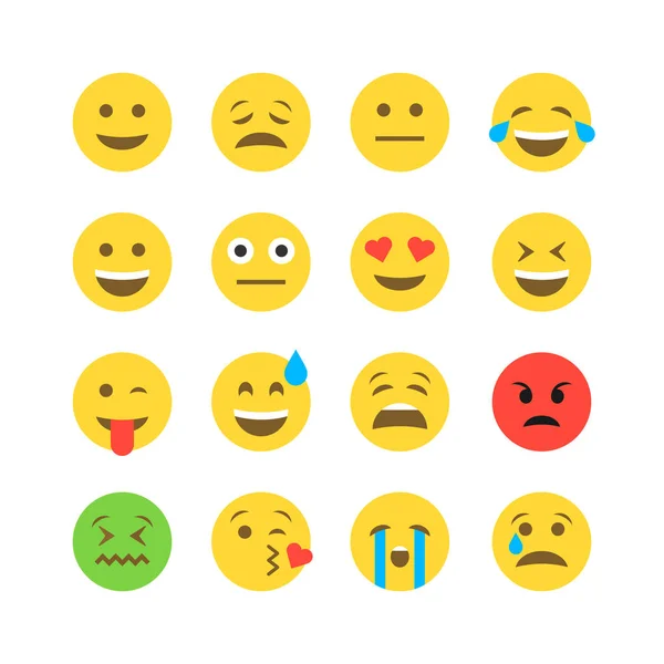 Conjunto de emoticons de estilo plano —  Vetores de Stock