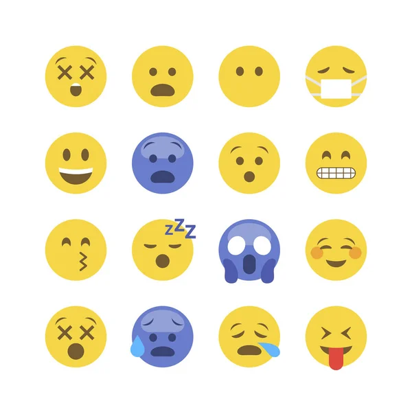 Conjunto de emoticons de estilo plano —  Vetores de Stock