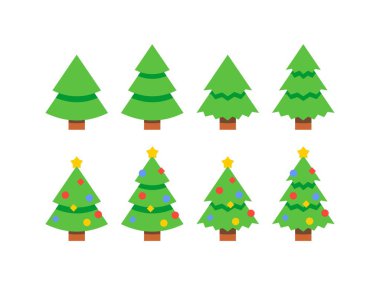 Düz stil Noel ve Ladin ağaçları