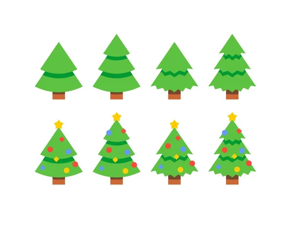 Düz stil Noel ve Ladin ağaçları