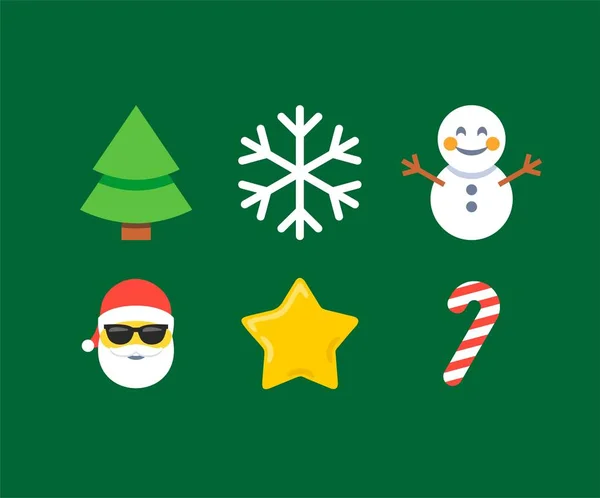 Noel düz stil emoji ifade Icon set