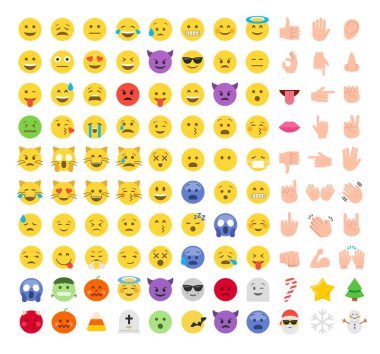 Flat style emoji emoticon icon set clipart