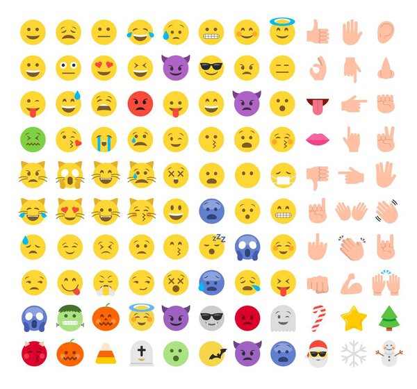 Flat style emoji emoticon icon set