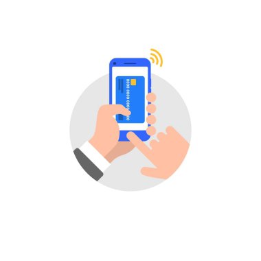 El ile smartphone düz stil illüstrasyon simge.