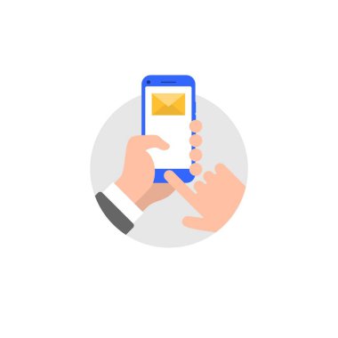 Eller smartphone düz stil çizim ile