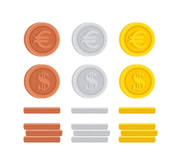 Dolar ve Euro yüzde işareti simgesi toplama sikke