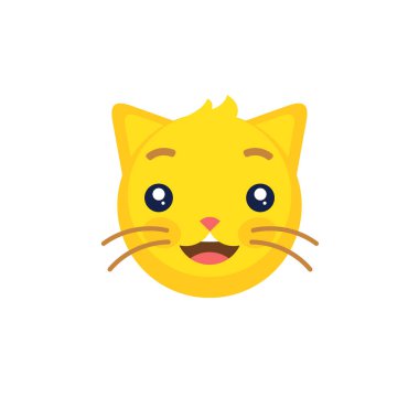 Soyut komik düz stil emoji ifade kedi yüz simgesi.