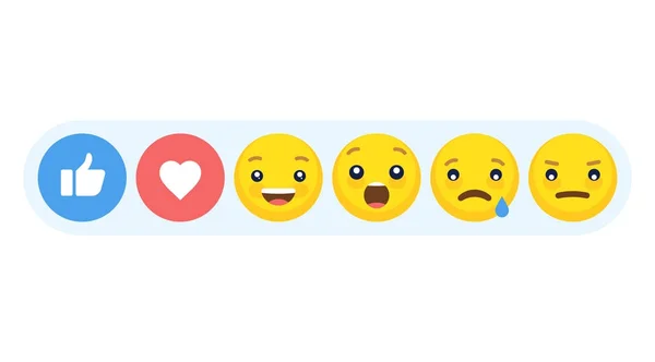 Abstrakte lustige flachen Stil Emoji-Emoticon-Reaktionen Farb-Symbol-Set. — Stockvektor