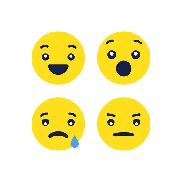 Abstrakte lustige flache Stil Emoji-Emoticon-Farb-Symbol-Set — Stockvektor