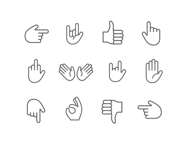 Abstract funny line hand emoji emoticon icon set Stock Illustration