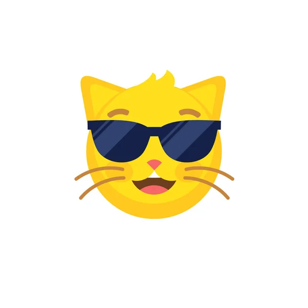 Astratto divertente stile piatto emoji emoticon gatto in occhiali da sole faccia icona . Grafiche Vettoriali