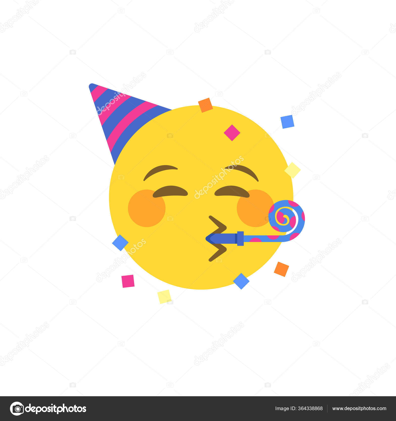 Festa de aniversário rosto emoji ícone emoticon Vetor de  ©Flower_Travelin_Man 364338868, image size:1600x1700