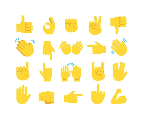 Mano emoticono emoji vector icono colección . — Archivo Imágenes Vectoriales