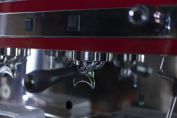 Kaffemaskinen Bilen Professionell Bilberedning För Kaffebranschen Förvara Hjul Kaffekvarn Och — Stockfoto