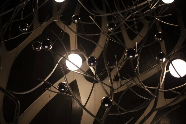 Beautiful Lamps Designer Lights Metal Balls Element Decor Beautiful Interior — 스톡 사진