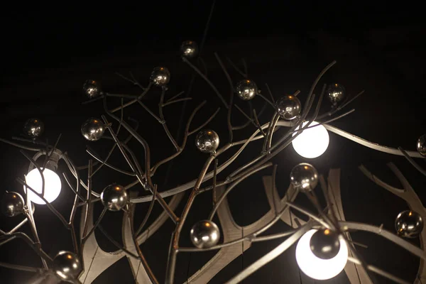 Beautiful Lamps Designer Lights Metal Balls Element Decor Beautiful Interior — 스톡 사진