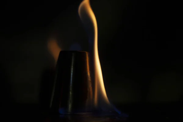 Flamme Sur Fond Noir Texture Feu Langues Gaz Inflammables Couleur — Photo