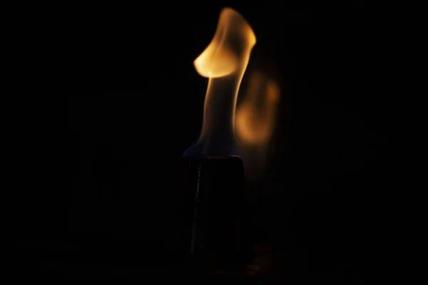 Flamme Sur Fond Noir Texture Feu Langues Gaz Inflammables Couleur — Photo