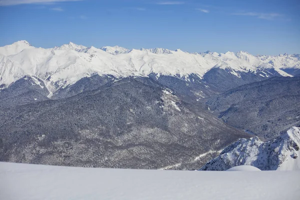 Mountain Landscape Snow Snow Capped Peaks Mountains High Altitude Background — Stockfoto