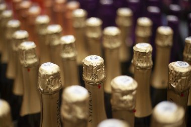 Şampanya şişeleri sıraya dizildi..