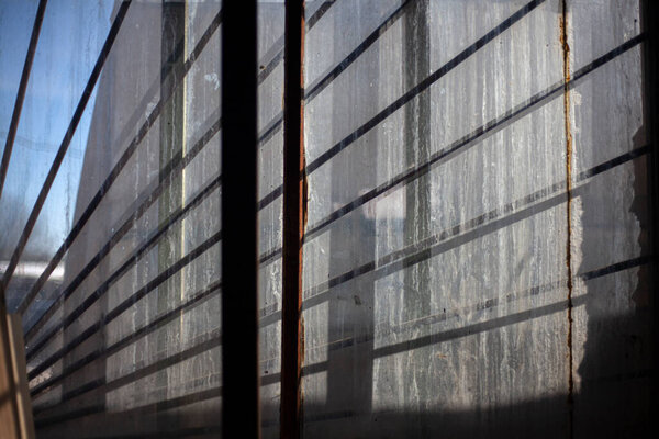 Window grille at the factory.