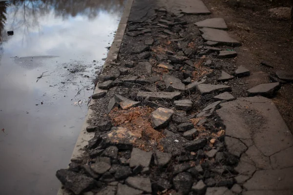 Remplacement des bordures sur la route . — Photo