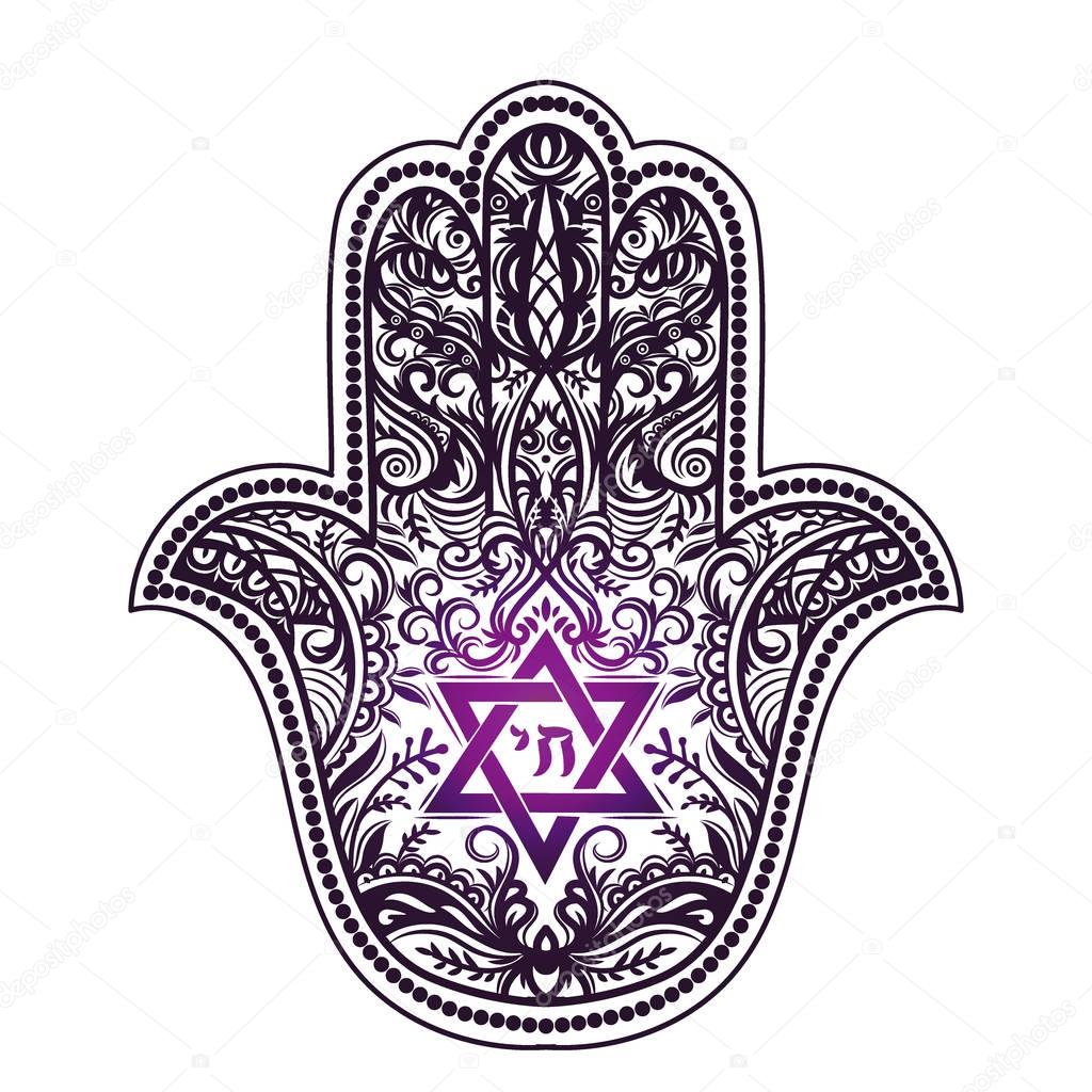 Jewish hamsa tattoo — Stock Vector © YulianaS #135027268