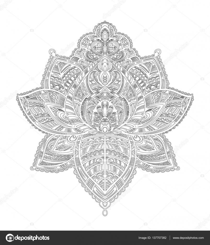 Kleurplaat Mandala Lotus Stockvector Yulianas 137707382