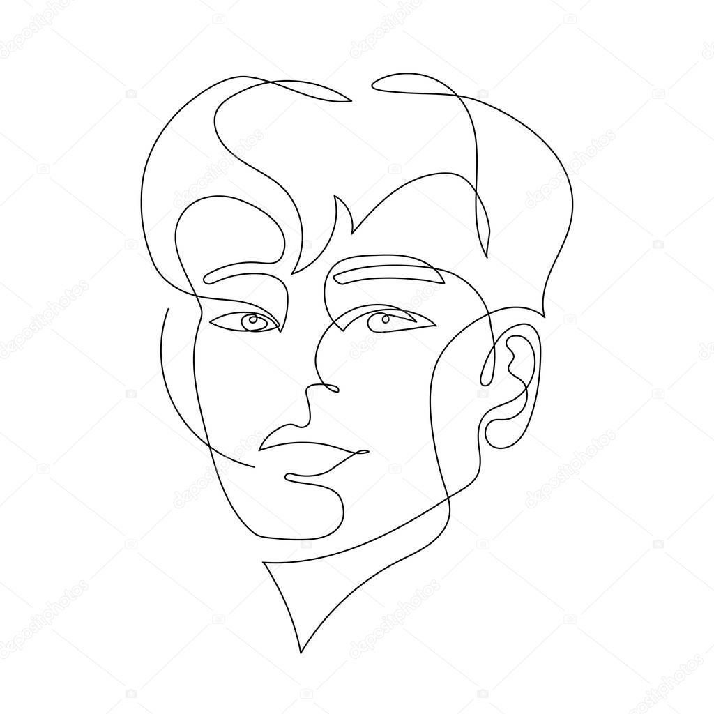 Continuous One Line Drawing Abstract Portrait Of Young Man Asian Appearance In Minimalist Modern Style K Pop Idols Korean Wave Larastock