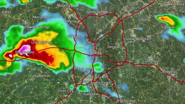 2008 Atlanta, Georgia Tornado Doppler radar (ingen varnar lådor) — Stockvideo