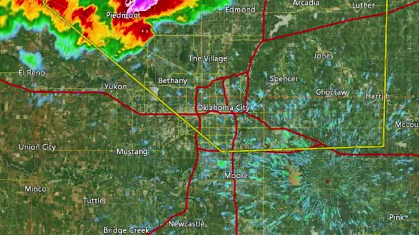 2010 Oklahoma City, OK Hailstorm Doppler Radar (Con cajas de advertencia ) — Vídeo de stock