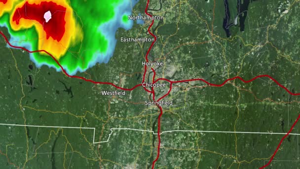 2011 Springfield, MA Radar Doppler Tornado (No hay cajas de advertencia ) — Vídeo de stock