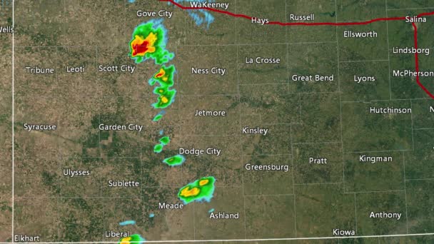 Mei 2016 SW Kansas Tornado uitbraak Doppler radar (geen waarschuwings boxen) — Stockvideo