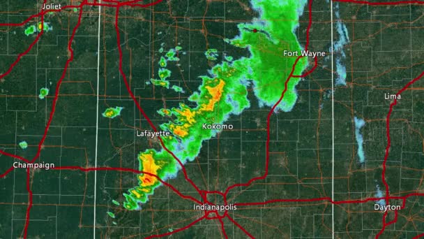 2016 Indiana Tornado uitbraak Doppler radar (geen waarschuwings boxen) — Stockvideo
