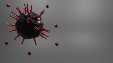 Kan damarlarında Covid Virüsü. COVID-19.Coronavirus hastalığı 3D enfeksiyonu. Bulaşıcı bir virüsün 3 boyutlu görüntüsü. İnsan vücudundaki virüs hücresi..